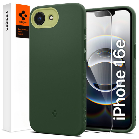 Spigen pouzdro pro iPhone 16E, Nano Pop MagSafe, zelené + tvrzené sklo 9H