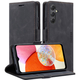 Pouzdro pro Samsung Galaxy A14 4G/5G, ERBORD Vintage peněženka s klopou, černé