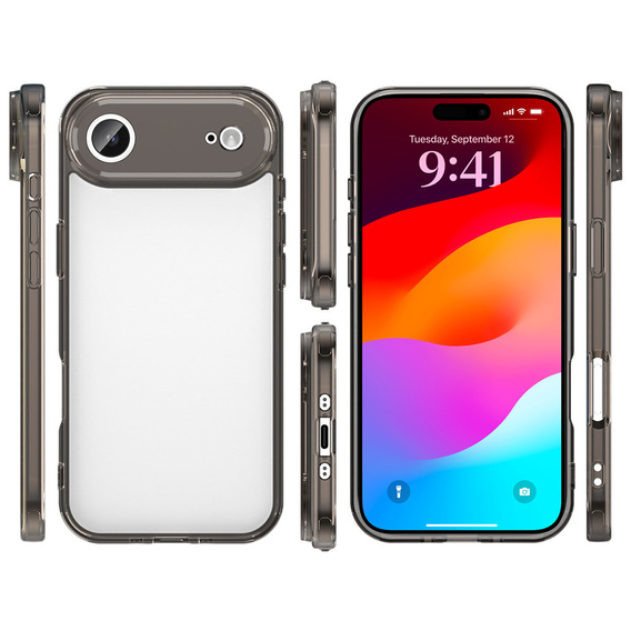 Silikonové pouzdro pro iPhone Air, s pevnou zadní stranou, kouřově černé