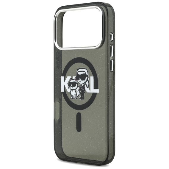 Pouzdro Karl Lagerfeld IML Glitter Karl & Choupette Sketch Logo MagSafe pro iPhone 17 Pro Max