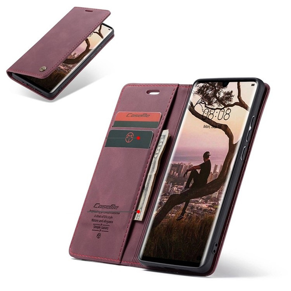 Pouzdro CASEME pro Huawei P30 Pro, Leather Wallet Case, kaštanové