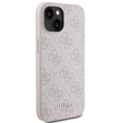 Pouzdro GUESS pro iPhone 15 4G Metal Gold Logo, růžové
