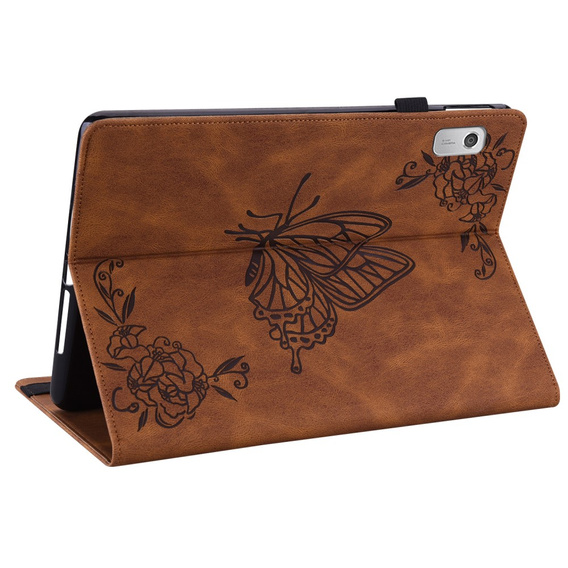 Pouzdro pro Lenovo Tab M9, Butterfly, hnědé