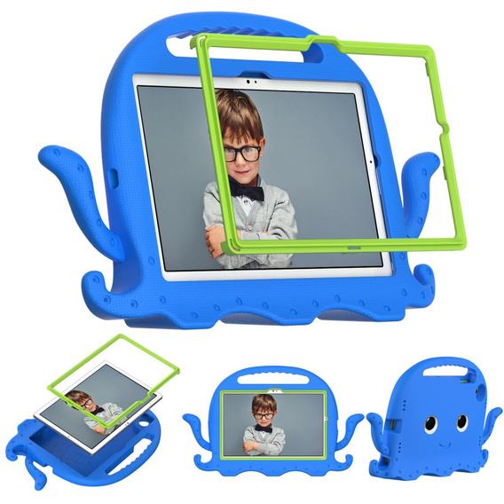 Dětské pouzdro pro Samsung Galaxy Tab A8 10.5, s rukojetí, chobotnice, modré