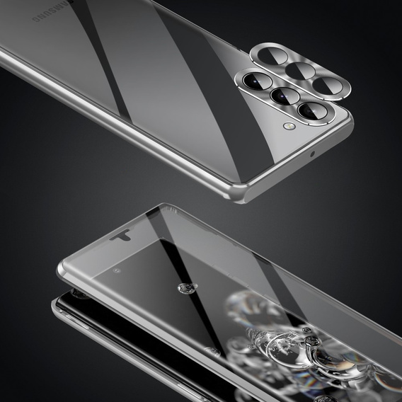Pouzdro pro Samsung Galaxy S23, Magnetic Dual Glass, stříbrné