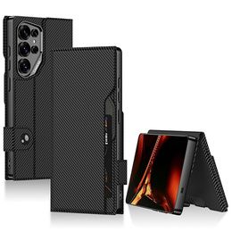 Pouzdro s klopou GKK Card Slot Wallet pro Samsung Galaxy S26 Ultra, karbonově černé