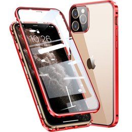 Pouzdro pro iPhone 12 Pro, Magnetic Dual Glass, červené