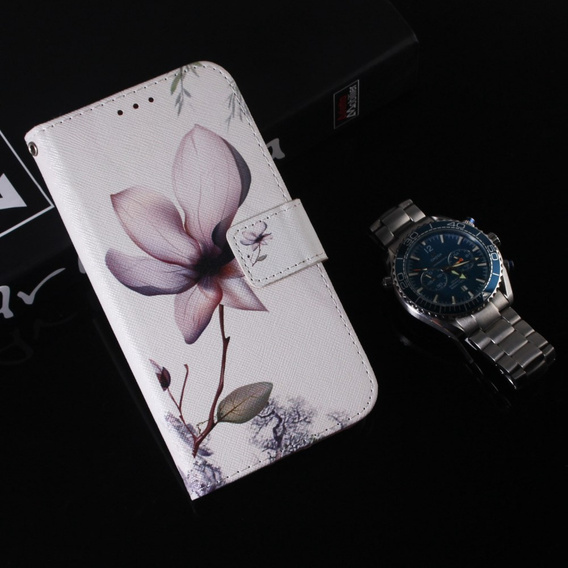 Klopové pouzdro pro Oppo A17, Wallet, kwiat, bílé