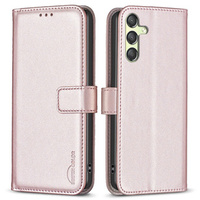 Klopové pouzdro pro Samsung Galaxy A15, BINFEN Wallet, růžové rose gold  + 9H sklo