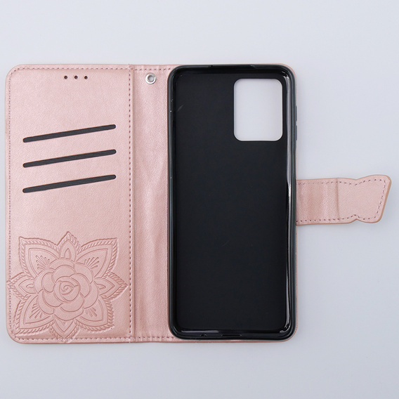 Klopové pouzdro pro Motorola Moto G54 5G, Butterfly, růžové rose gold
