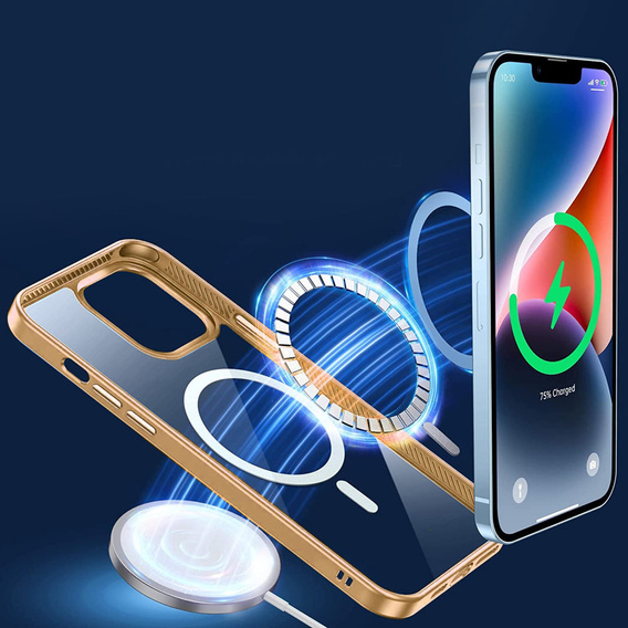 Pouzdro pro iPhone 14 Plus, ERBORD Hybrid MagSafe Case, zlaté
