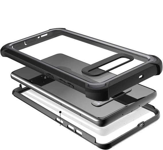 Pouzdro pro Samsung Galaxy S10 Plus, Dexnor Full Body Rugged, transparentní / černé