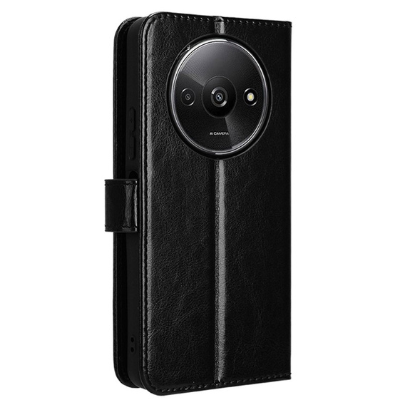 Klopové pouzdro pro Xiaomi Redmi A3, Crazy Horse Wallet, černé