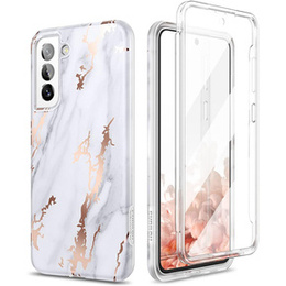 Pouzdro pro Samsung Galaxy S21 FE, Suritch Full Body Marble, bílé