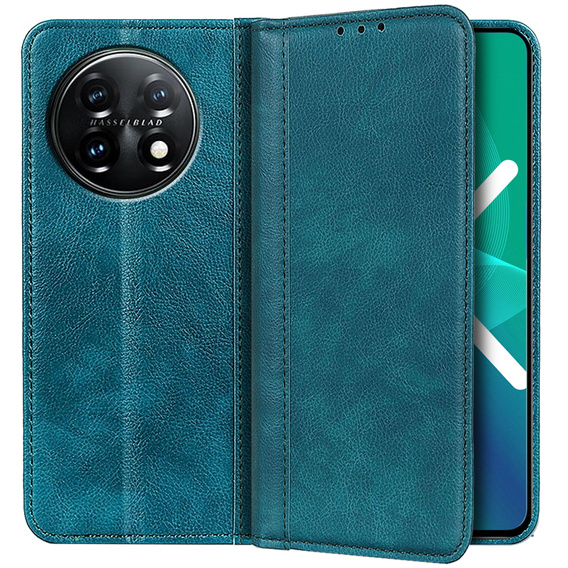 Flipové pouzdro pro OnePlus 11 5G, Split Leather, zelené