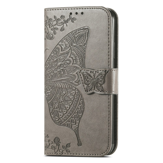 Klopové pouzdro pro Xiaomi Redmi 12C, Butterfly, šedé