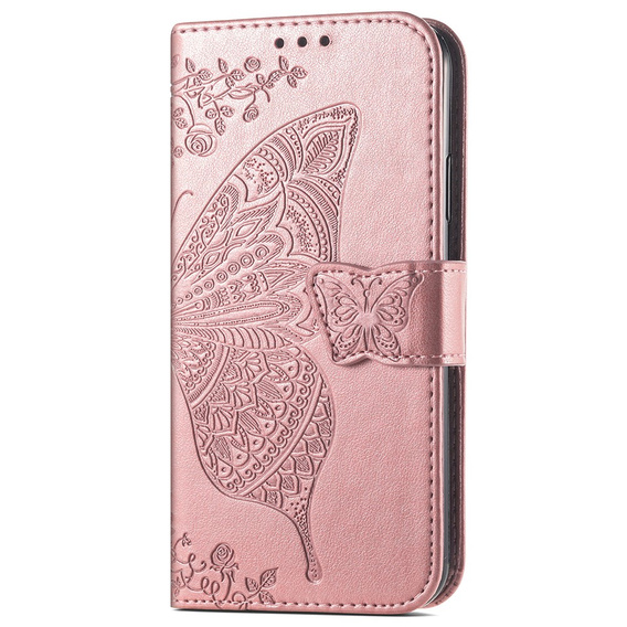 Klopové pouzdro pro Xiaomi 14T, Butterfly, růžové rose gold
