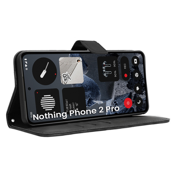 Klopové pouzdro pro CMF Nothing Phone 2 Pro, Crazy Horse Wallet, černé