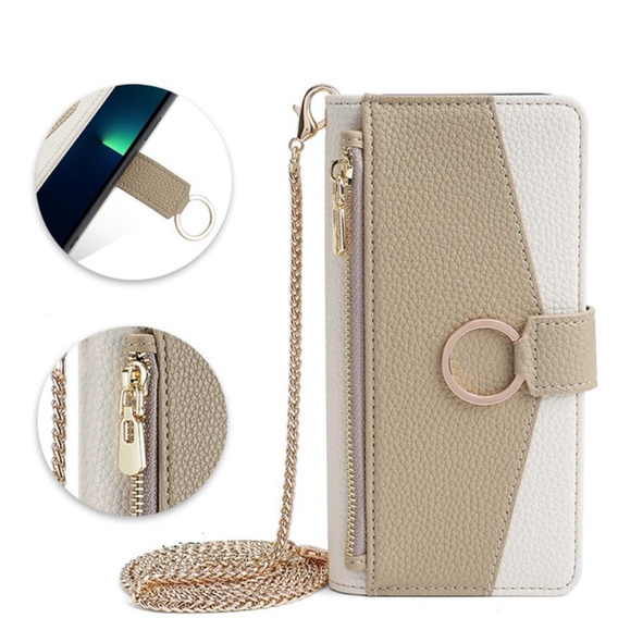 Flipové pouzdro Wallet Zipper Pocket pro Oppo A38 4G / Oppo A18 4G, Wallet Zipper Pocket, se zrcátkem, bílé