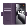 Pouzdro pro Xiaomi 14T Pro, ERBORD Glossy Litchi, flipová peněženka, fialové