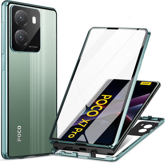 Pouzdro pro Xiaomi Poco X7 Pro 5G, Magnetic Dual Glass, zelené