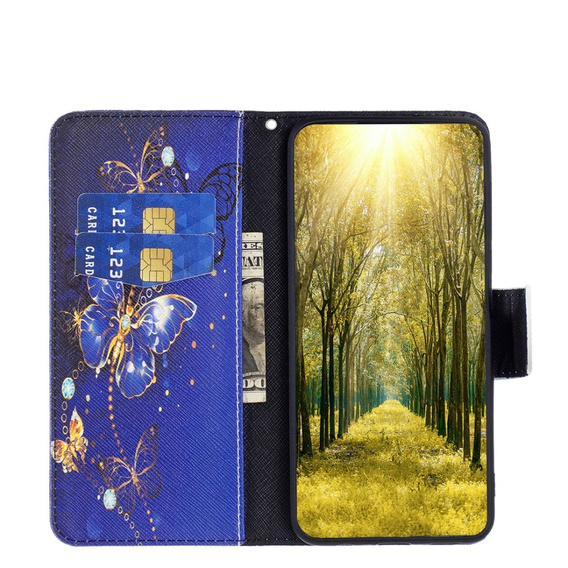 Klopové pouzdro pro Xiaomi Redmi Note 13 5G, Wallet, Butterflies fialové