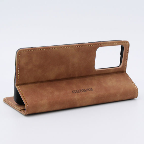 Pouzdro pro Xiaomi 13 lite, ERBORD Vintage peněženka s klopou, hnědé
