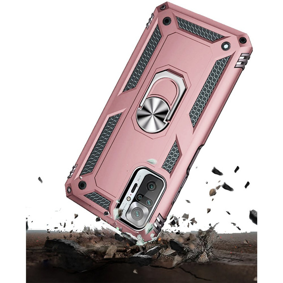 Pancéřové pouzdro pro Xiaomi Redmi Note 10 Pro, Nox Case Ring, růžové rose gold