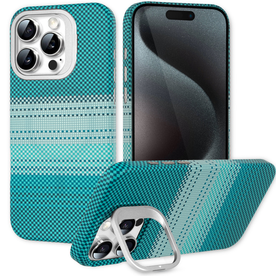 Pouzdro iPhone 15 Pro Max, Frame Kickstand, pro MagSafe, Moon Green