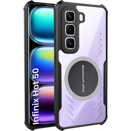 Pouzdro pro Infinix Hot 50 4G, s magnetickou fólií, transparentní / černé