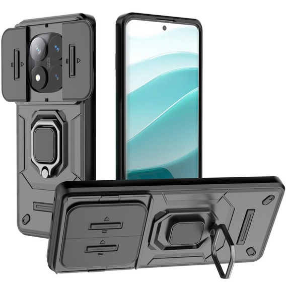 Pouzdro pro Xiaomi Redmi Note 14 Pro 5G /  Poco X7 5G, KickStand Camera Lens, černé
