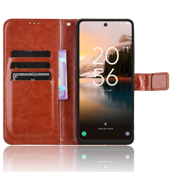 Klopové pouzdro pro TCL 40 NxtPaper, Crazy Horse Wallet, hnědé