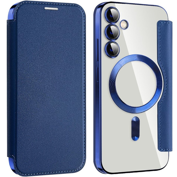 Klopové pouzdro pro Samsung Galaxy S23 FE, RFID Wallet MagSafe CamShield, námořnicky modré