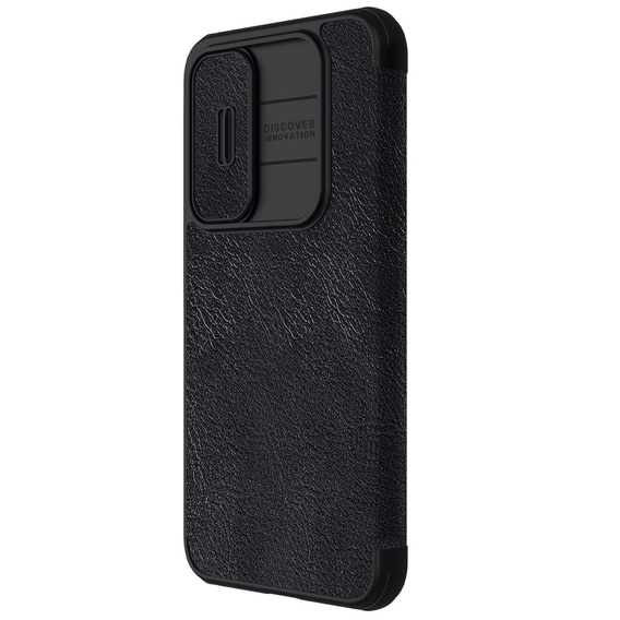Flipové pouzdro NILLKIN pro Samsung Galaxy A55, CamShield Qin Pro, kůže, černé