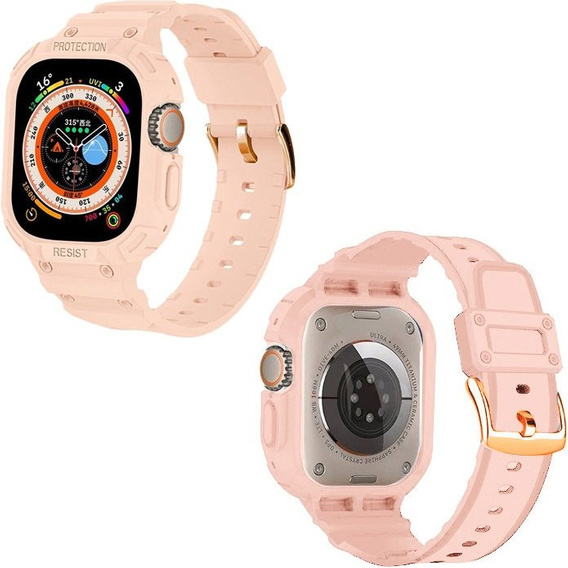 Pasek Silikonowy z Etui do Apple Watch Ultra 49mm, Różowy