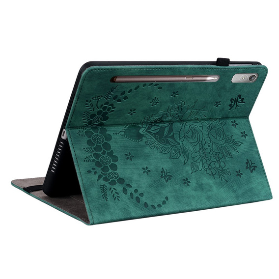 Pouzdro s klopou pro Lenovo Tab P12, flower, zelené