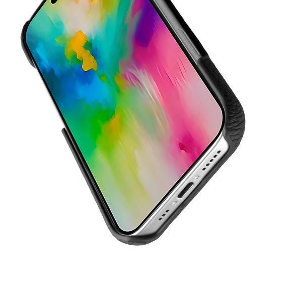 Pouzdro MELKCO pro iPhone 16 Pro Max, kožené, černé