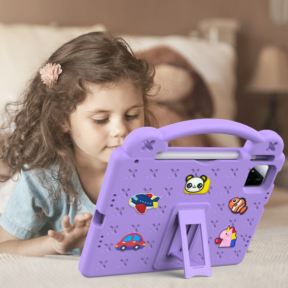 Dětské pouzdro pro Xiaomi Pad 7 / Xiaomi Pad 7 Pro, Cute Patterns, se stojánkem, fialové