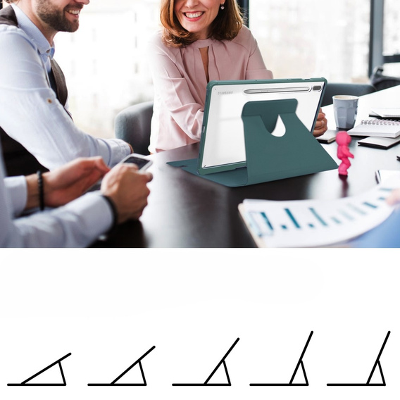 Pouzdro s klávesnicí pro Samsung Galaxy Tab S9, Rotary 360° Leather, tmavě zelené