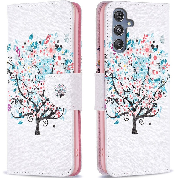 Klopové pouzdro pro Samsung Galaxy M34, Wallet, colorful tree, bílé