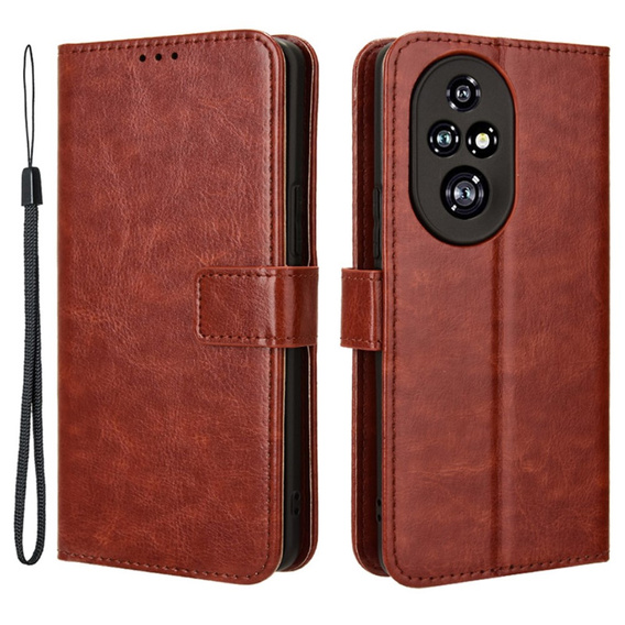 Klopové pouzdro pro Honor 200 Pro 5G, Crazy Horse Wallet, hnědé