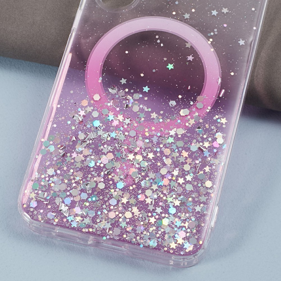 Pouzdro pro Samsung Galaxy S24, Glittery, pro MagSafe, růžové