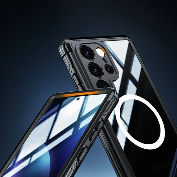 Pouzdro pro Samsung Galaxy S25 Ultra, Shockproof, se sklem, pro MagSafe, černé