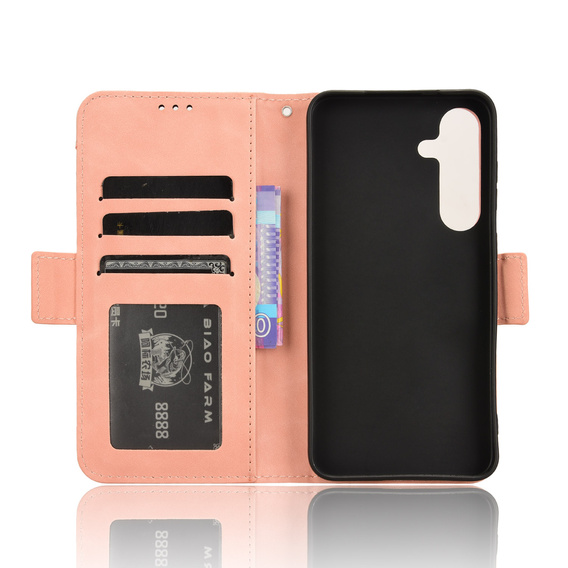 Klopové pouzdro pro Samsung Galaxy S25 FE, Card Slot, růžové