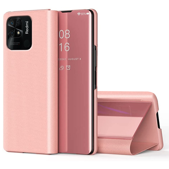 Pouzdro pro Xiaomi Redmi 10C, Clear View, růžové rose gold