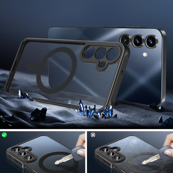 Pouzdro pro Samsung Galaxy A16, pro MagSafe, ERBORD Matt Case, černé + sklo na displej