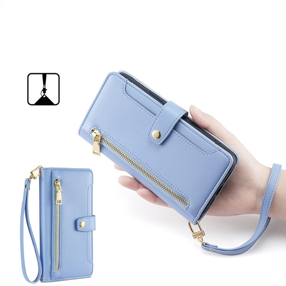 Klopové pouzdro pro Realme 14 Pro+ 5G, Wallet Zipper Pocket, modré