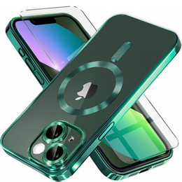 Pouzdro pro iPhone 13, Electro MagSafe, zelené + sklo na displej