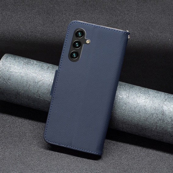 Klopové pouzdro pro Samsung Galaxy A55 5G, Wallet Litchi Leather, tmavě modrý