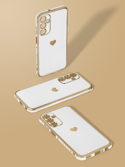 Pouzdro pro Samsung Galaxy A15 4G / 5G, Electro heart, bílé + Full Glue Ceramic Glass